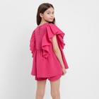Комплект для девочки (блузка, шорты) MINAKU цвет фуксия, рост 152 - Фото 4