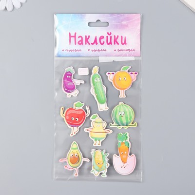 Картонные наклейки для декора «Фрукты и овощи на спорте», 2 слоя, 17×12 см