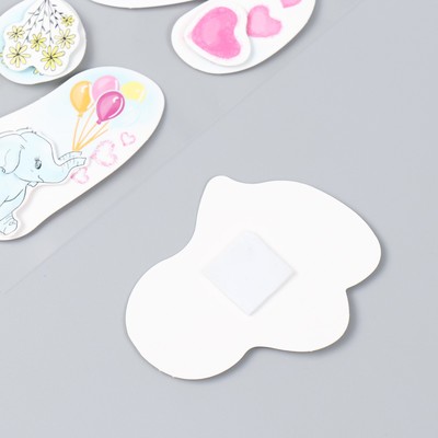 Набор наклеек для декора «Слонята. Нежные чувства», картон, 2 слоя, 17×12 см