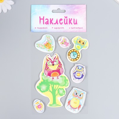 Картонные наклейки для декора «Филины в лесу», 2 слоя, 17×12 см