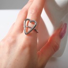 Кольцо «Минимал» сердце, цвет серебро, безразмерное - фото 7182491
