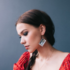 Серьги акрил «Таро» верховная жрица, цветные в серебре - фото 23220008