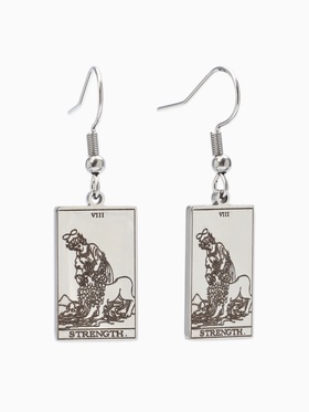 Серьги "Таро" сила, цвет серебро