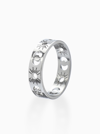 Кольцо «Солнце и полумесяцы», цвет серебро 17 размер