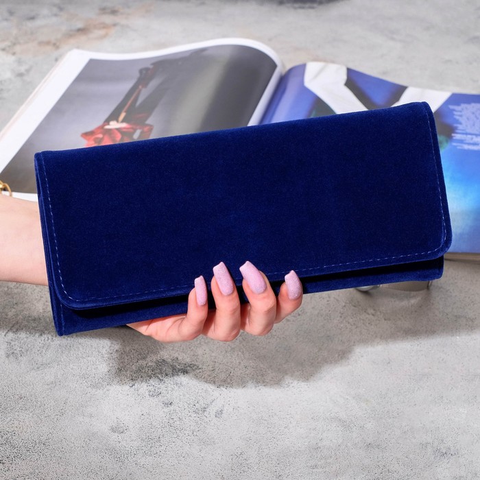 Органайзер для хранения украшений скручивающийся «Клатч» 22×28 см, цвет синий - фото 1901830947