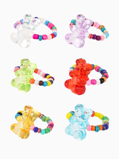 Кольцо из бисера «Мармеладный мишка», МИКС, безразмерное