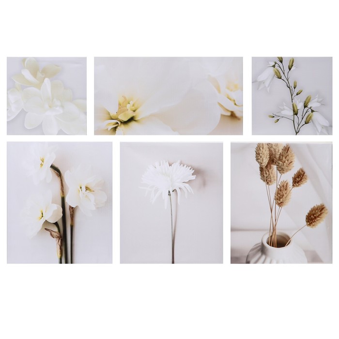 Картина модульная на подрамнике "Белые цветы" 80*140 см - Фото 1