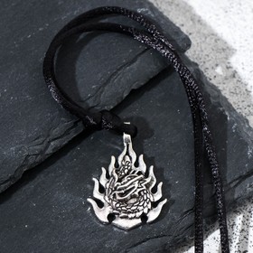 Кулон-амулет "Дракон" огненный, цвет чернёное серебро, 43 см