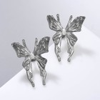 Серьги металл «Бабочки» сказочные, цвет серебро - Фото 2