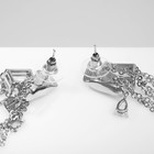 Серьги со стразами «Циркон» с цепями, цвет белый в серебре - фото 7109407