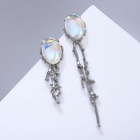 Серьги под натуральный камень «Зеркало» с лунным камнем, радужные в серебре - фото 23551647