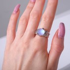 Кольцо «Жемчужина» матовая, цвет голубой в серебре, безразмерное - фото 24317636