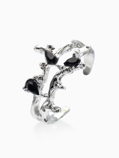 Кольцо «Чары», чёрное в серебре, безразмерное