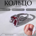 Кольцо «Сердце» с камнем, цвет красный в серебре, безразмерное 9369273 - фото 13059751