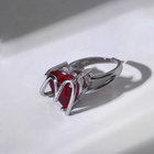 Кольцо «Сердце» с камнем, цвет красный в серебре, безразмерное - Фото 2