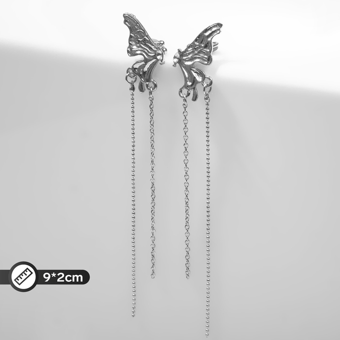 Серьги «Каффы» крылышки бабочки, цвет белый в серебре - фото 1926645936