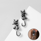 Серьги металл «Котята» хвостатые, цвет чернёное серебро - фото 9084714
