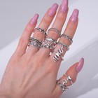 Кольца набор 13 штук «Ассорти» цветы, змея, размер МИКС, цвет чернёное серебро - Фото 3