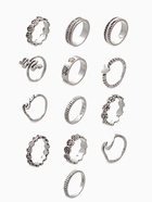 Кольца набор 13 штук «Ассорти» цветы, змея, размер МИКС, цвет чернёное серебро - Фото 2