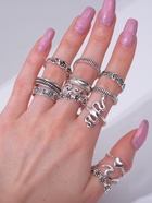 Кольца набор 13 штук «Ассорти» цветы, змея, размер МИКС, цвет чернёное серебро - Фото 5