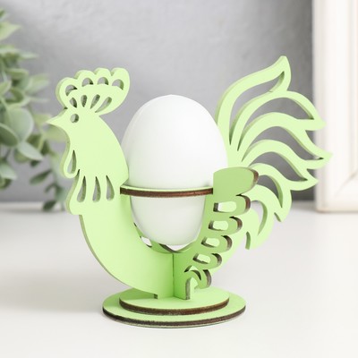Подставка для яйца «Петушок пасхальный», 14.5×10.3×10 см, набор 5 деталей, салатовый
