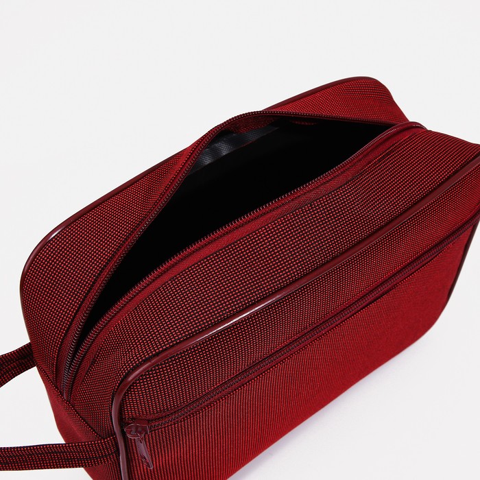 Косметичка на молнии, с подкладом, наружный карман, ручка, цвет красный 33990