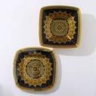 Набор тарелок «Мехенди», 2 предмета: d=28,5 см, d=30.5 см, цвет золотой с чёрным, стекло - Фото 2
