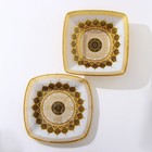 Набор тарелок «Мехенди», 2 предмета: d=28.5 см, d=30.5 см, цвет бежевый с чёрным и золотым, стекло - Фото 2