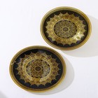 Набор тарелок «Мехенди», 2 предмета: 29*25 см и 33*28 см, цвет чёрный с золотым, стекло - Фото 2