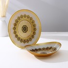Набор тарелок «Мехенди», 2 предмета: 29*25 см и 33*28 см, цвет бежевый с чёрным и золотым, стекло - фото 299133760