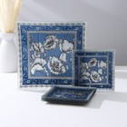 Набор столовый «Маки», 7 предметов: 30×30 см - 1 шт, 18×18 см - 6 шт, цвет синий - Фото 1