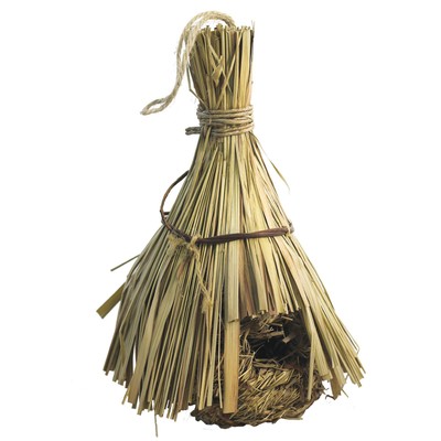 Гнездо-домик Triol NATURAL для птиц из луговых трав, соломенная крыша, 12×24 см