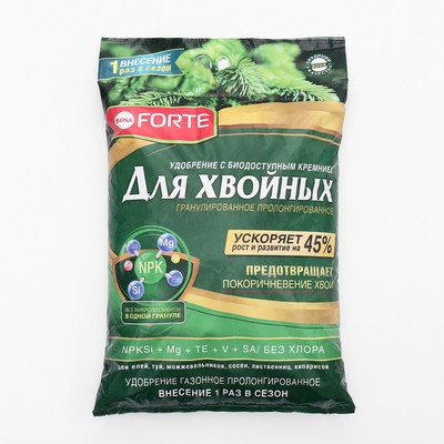 Удобрение Bona Forte хвойное (весна) с биодоступным кремнием, гранулы, пакет, 10 кг
