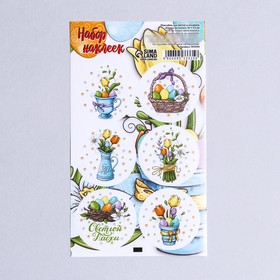 Наклейка для цветов и подарков "Цветы на пасху", 16 × 9,5 см (комплект 10 шт)
