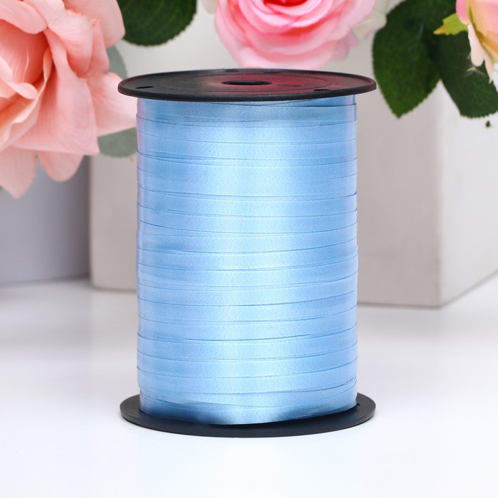 Лента для декора и подарков, голубой, 0,5 см х 250 м - Фото 1