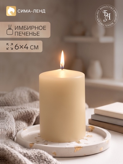 Ароматическая свеча цилиндр «Имбирное печенье», 4×6 см