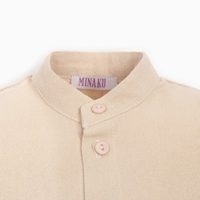Костюм для мальчика (рубашка, шорты) MINAKU, бежевый, рост 110 см