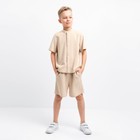 Комплект для мальчика (рубашка, шорты) MINAKU цвет бежевый, рост 158 - фото 321385555
