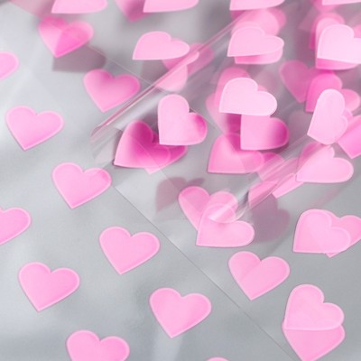 Пленка для цветов «Сердца», розовая, 0.7×7.6 м, 40 мкм, 200 г