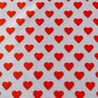 Пленка цветная "Сердца", красная, 0,7 х 7,6 м, 40 мкм, 200 гр - фото 9681884