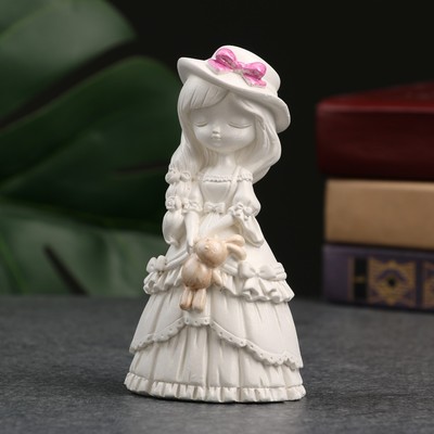 Фигурка гипс «Девочка с зайкой», перламутр, 11 см