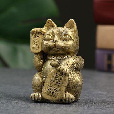Фигура "Котик денежный" золото, 8х5х5см