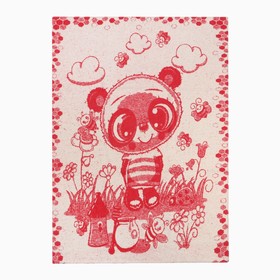 Одеяло байковое Панда 100х140см, цвет красный 400г/м , хлопок 100%