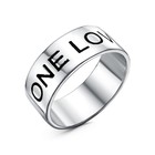 Кольцо «Любовь», посеребрение с оксидированием, 17,5 размер - фото 319353487
