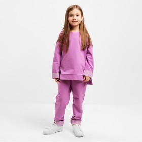 Костюм детский (свитшот, брюки) MINAKU цвет лавандовый, рост 128 см