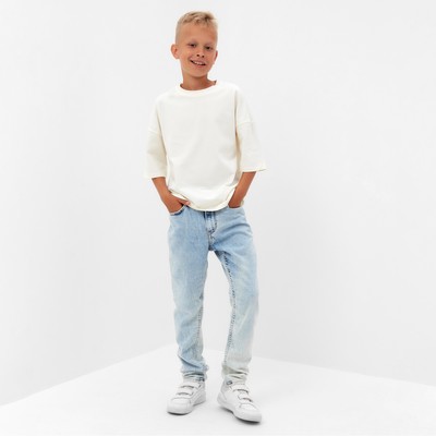 Футболка детская однотонная MINAKU: Basic line, бежевая, рост 116 см