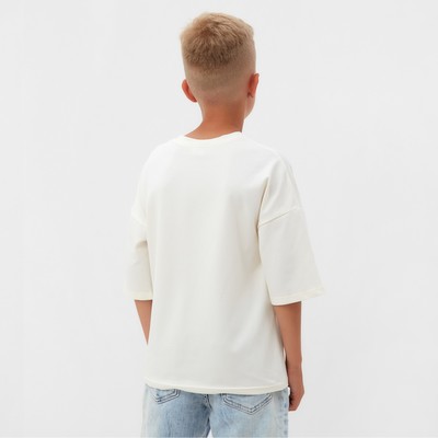 Футболка детская однотонная MINAKU: Basic line, бежевая, рост 116 см