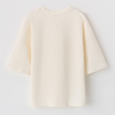 Футболка детская однотонная MINAKU: Basic line, бежевая, рост 116 см