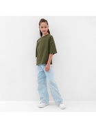 Футболка детская MINAKU: Basic line, цвет хаки, рост 122 см - Фото 6