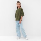 Футболка детская MINAKU: Basic line, цвет хаки, рост 140 см - Фото 5